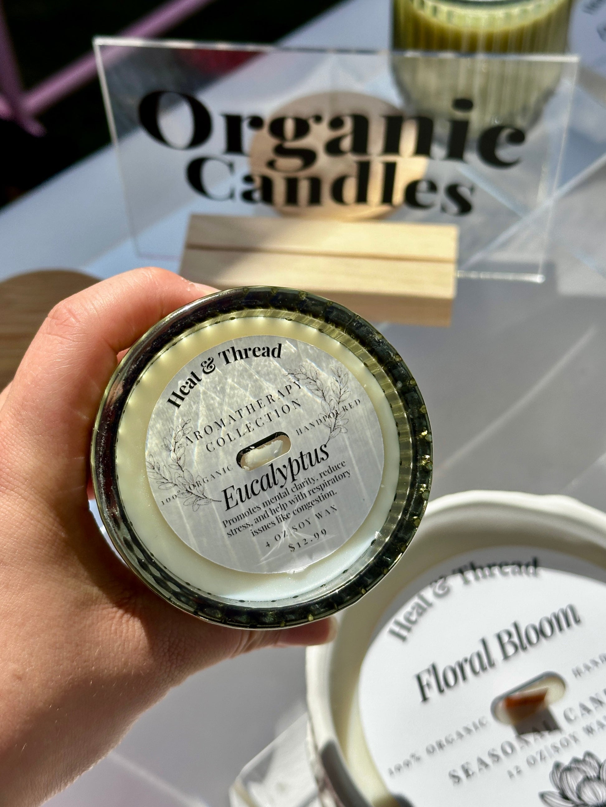 Eucalyptus Congestion Aromatherapy Organic Soy Wax Candle 4oz