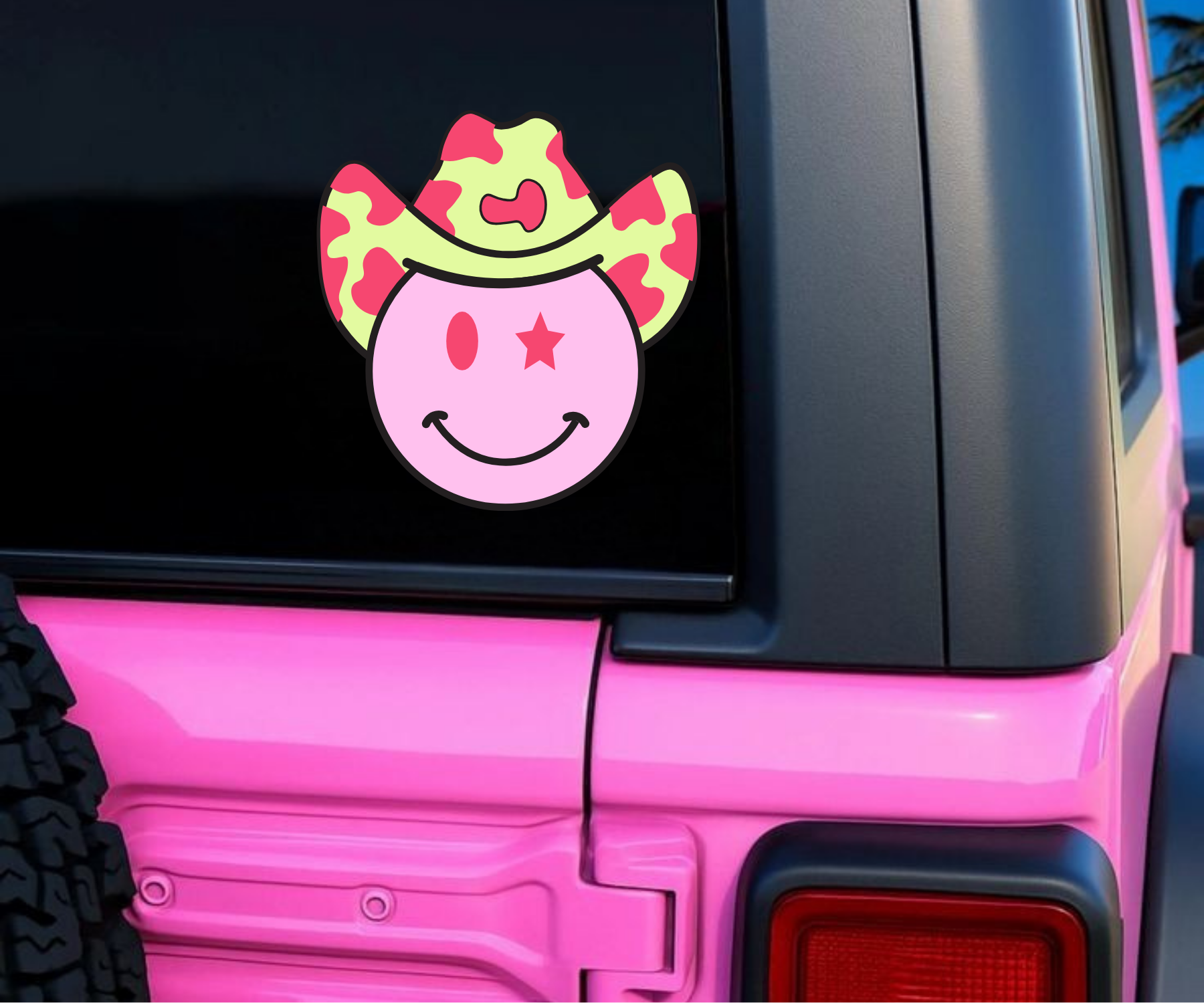 Smiley Face with Cowgirl Hat | Car Decal