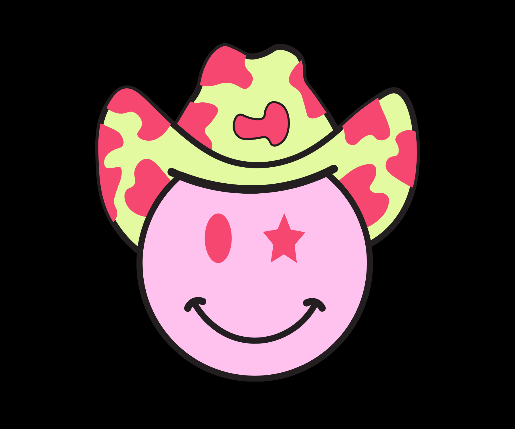 Smiley Face with Cowgirl Hat | Car Decal