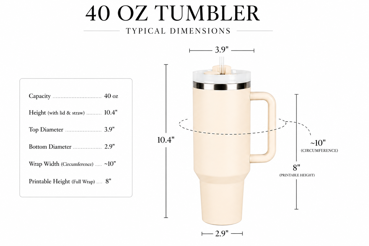 Custom 40oz Tumbler — Cream